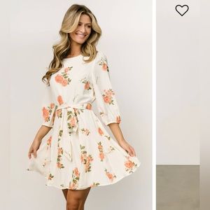 Elena Mini Dress | Cream + Pink Floral